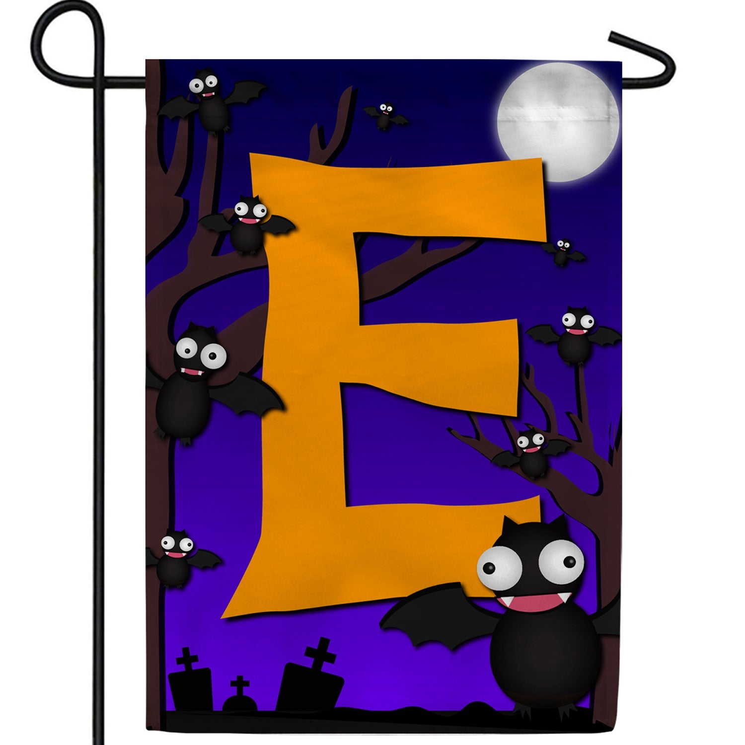 Crazy Bat Party Monogram Double Sided Garden Flag