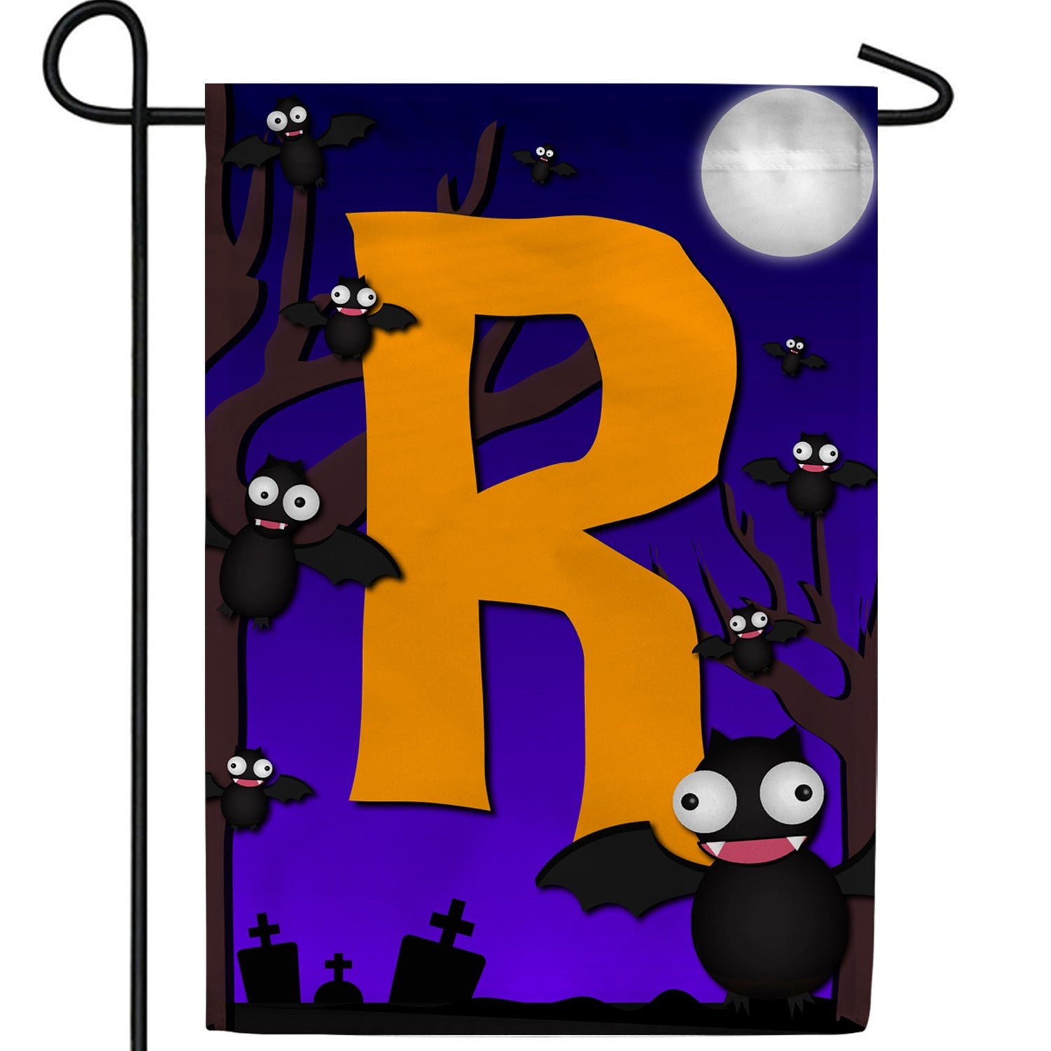 Crazy Bat Party Monogram Double Sided Garden Flag