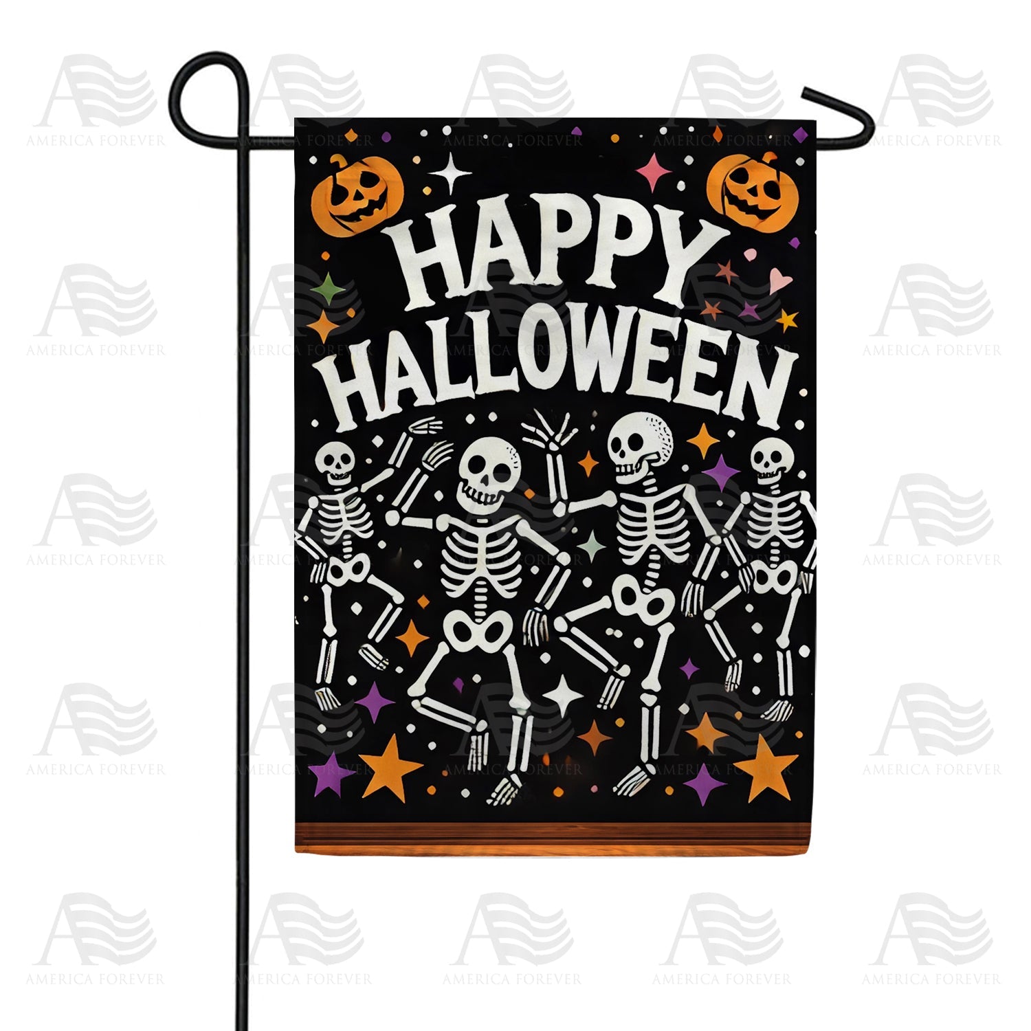 Happy Halloween Skeletons Double Sided Garden Flag